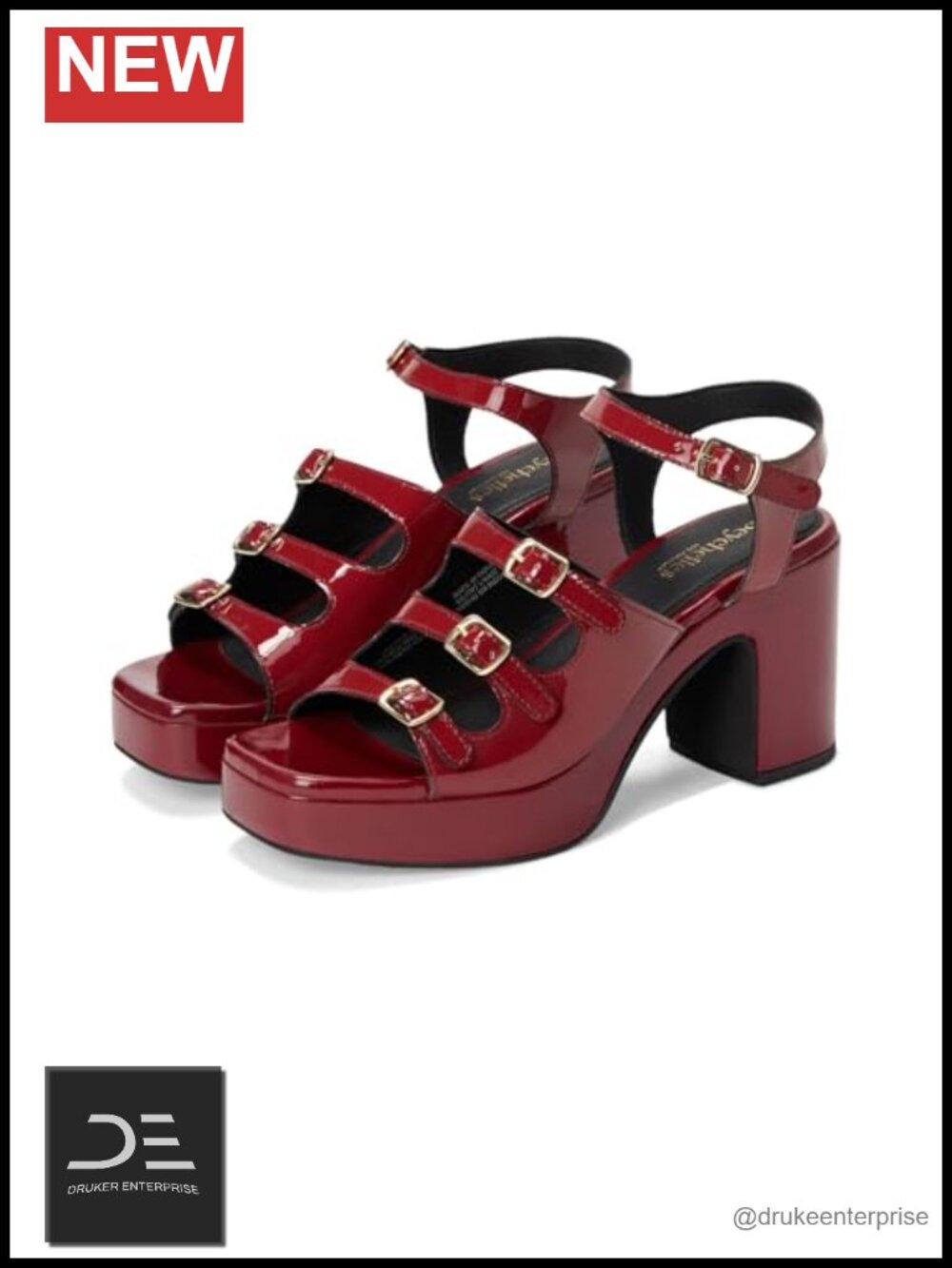 Patent Leather Platform Mary Jane Heeled Sandals